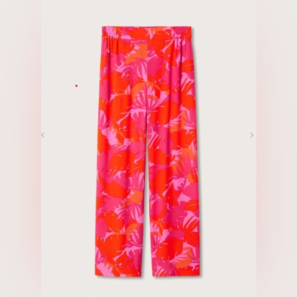 Maison D'Amelie Anthropologie Vibrant Pink& Red Patterned Pants wide leg Size XS